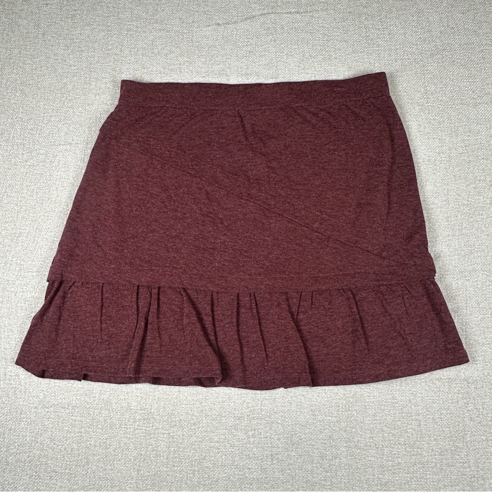 prAna Womens Asymmetrical Skirt Burgundy Stretch Knit Casual Boho